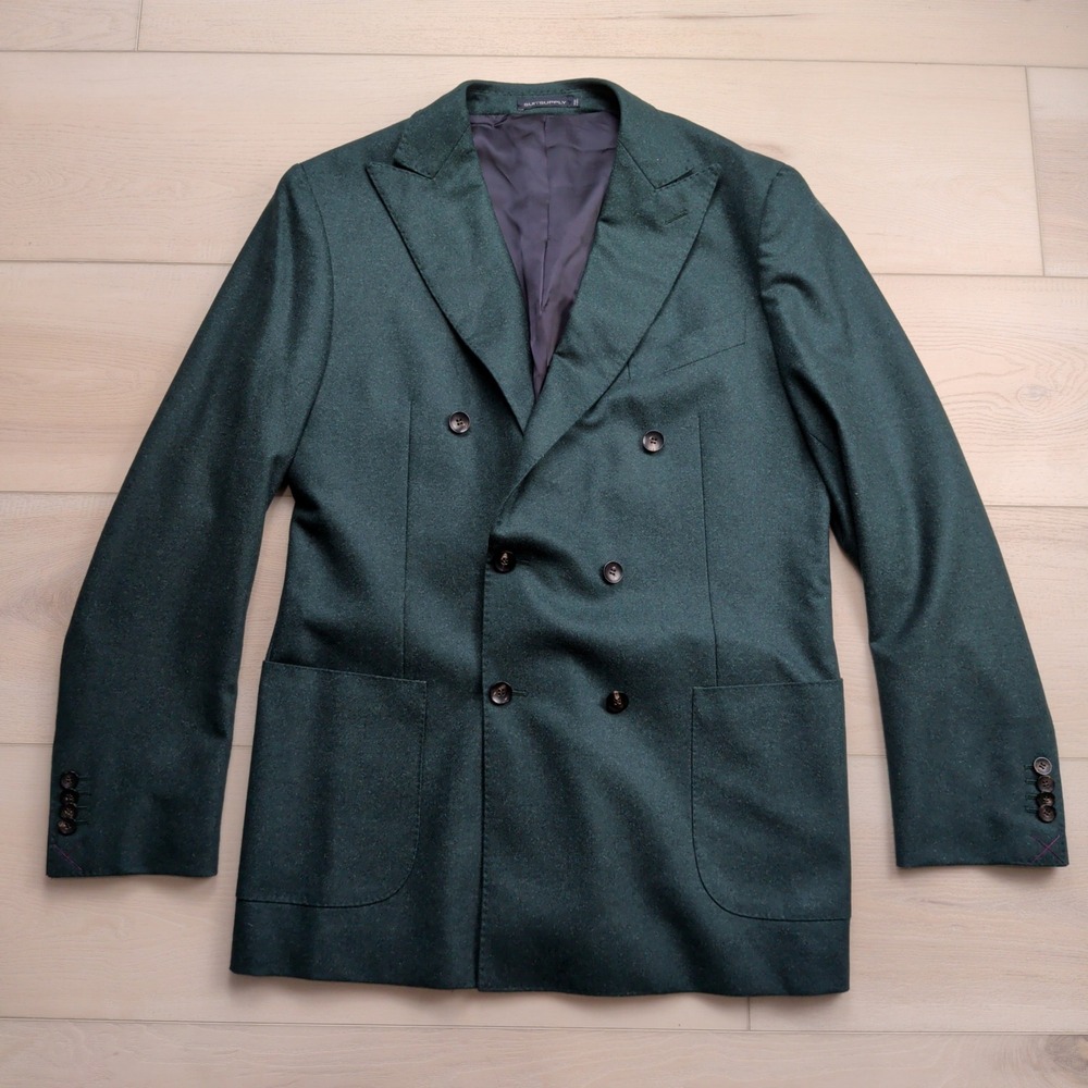 Suitsupply Havana Double Breasted Blazer 46L (Fits 40) Green Wool VBC